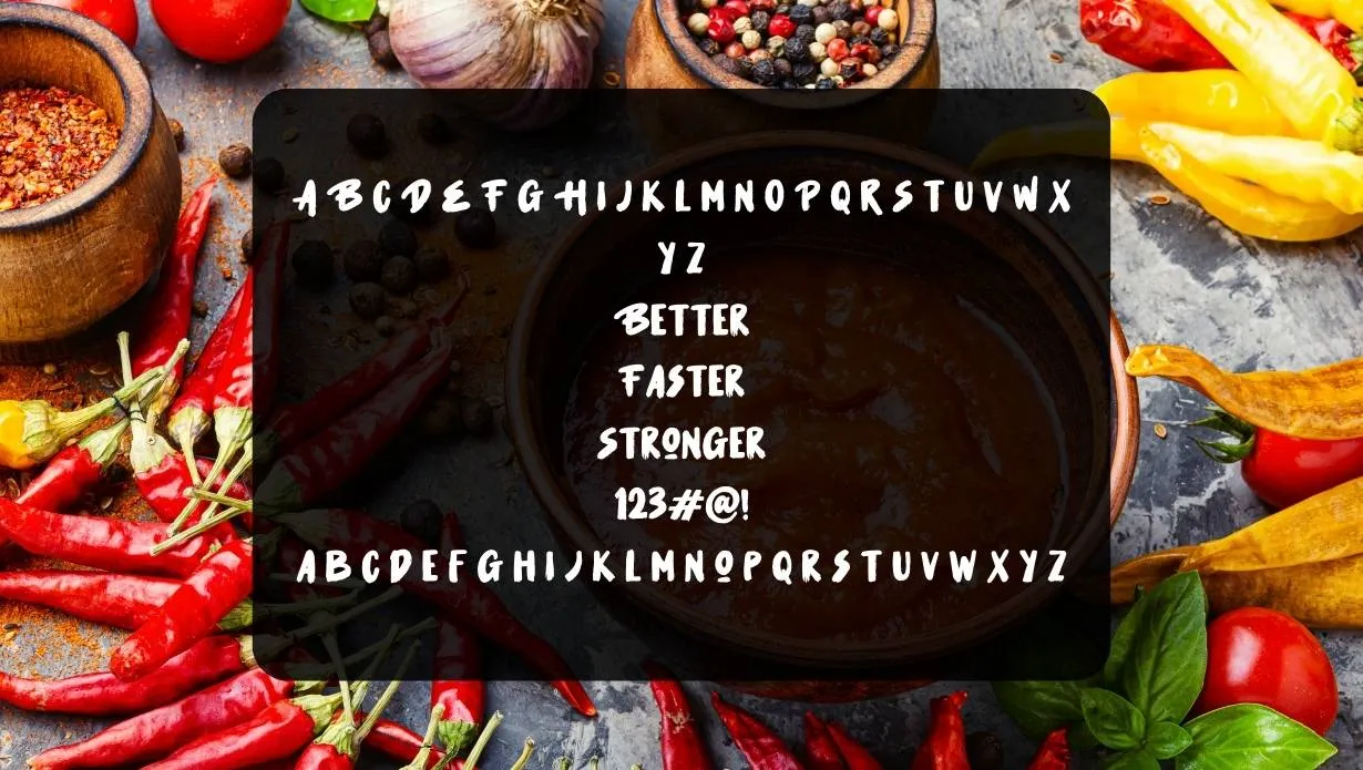 Hot Sauce Font view on image Design